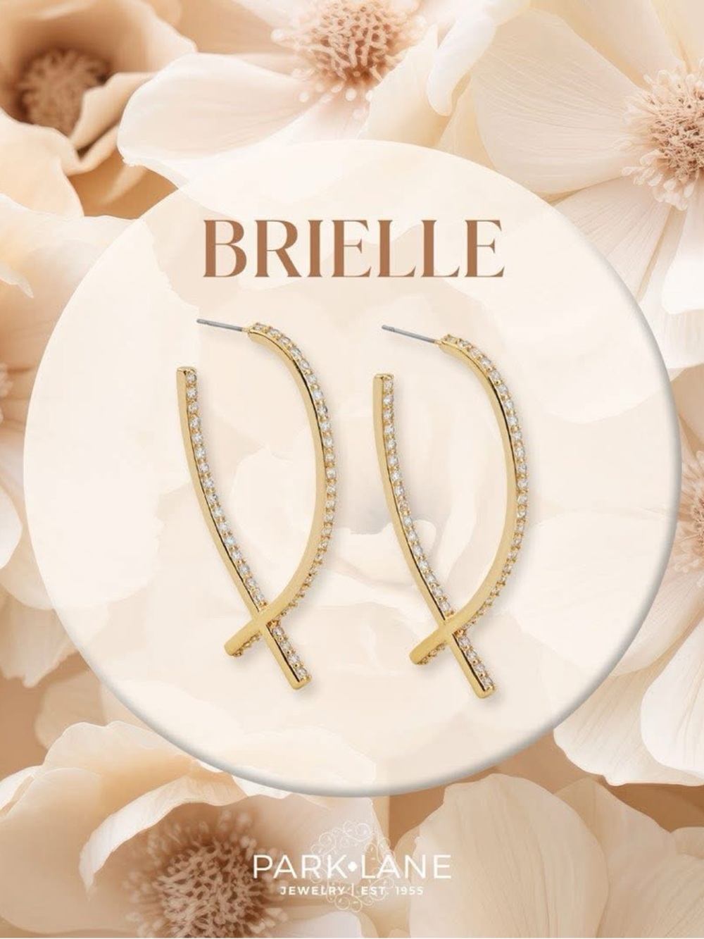 Park Lane Brielle Gold and Crystal Hoop Earrings